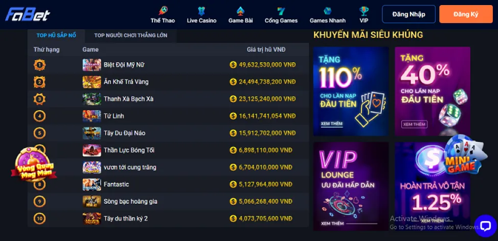 Ưu Đãi Dành Riêng cho Các Sảnh Game mv888 nhà cái